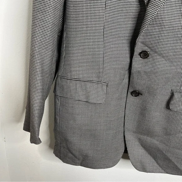 Ralph Lauren Houndstooth 2-Button Silk/Wool Blend Blazer Jacket Size 38R classic